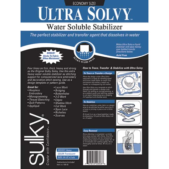 Sulky&#xAE; Ultra Solvy&#x2122; Water-Soluble Stabilizer, 19.5&#x22; x 3yd.